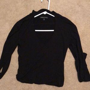 Choker and v neck cut out long sleeve black bsuit